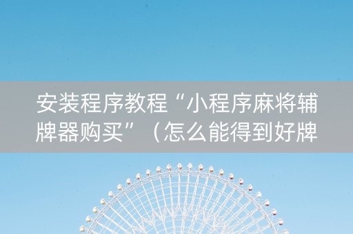 安装程序教程“小程序麻将辅牌器购买”（怎么能得到好牌)