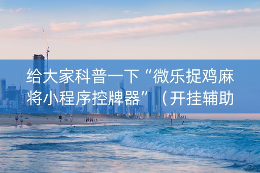 给大家科普一下“微乐捉鸡麻将小程序控牌器”（开挂辅助插件)
