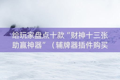 给玩家盘点十款“财神十三张助赢神器”（辅牌器插件购买)