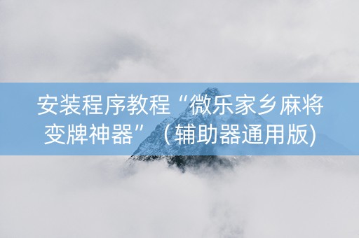 安装程序教程“微乐家乡麻将变牌神器”（辅助器通用版)