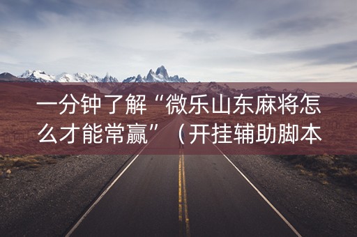 一分钟了解“微乐山东麻将怎么才能常赢”（开挂辅助脚本)