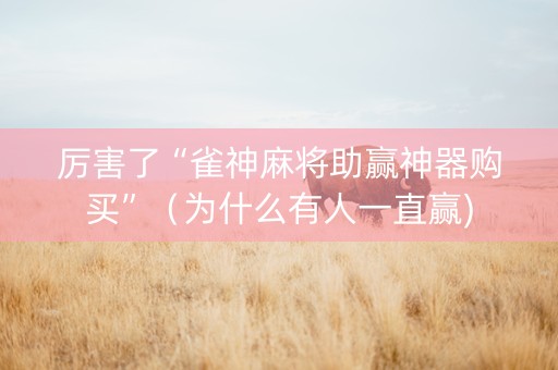厉害了“雀神麻将助赢神器购买”（为什么有人一直赢)