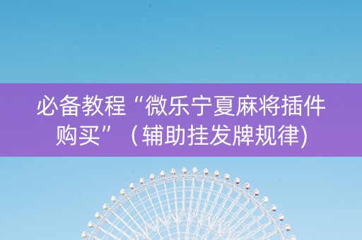 必备教程“微乐宁夏麻将插件购买”（辅助挂发牌规律)
