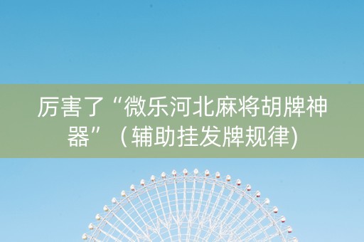 厉害了“微乐河北麻将胡牌神器”（辅助挂发牌规律)