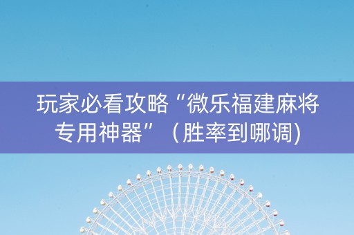 玩家必看攻略“微乐福建麻将专用神器”（胜率到哪调)
