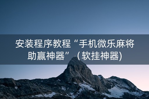 安装程序教程“手机微乐麻将助赢神器”（软挂神器)