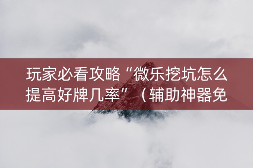 玩家必看攻略“微乐挖坑怎么提高好牌几率”（辅助神器免费)