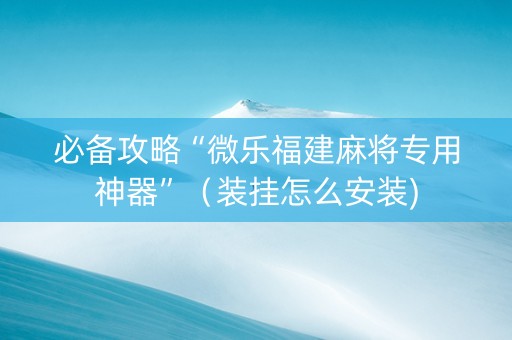 必备攻略“微乐福建麻将专用神器”（装挂怎么安装)