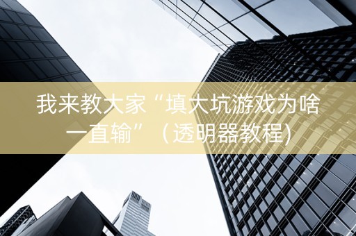 我来教大家“填大坑游戏为啥一直输”（透明器教程)