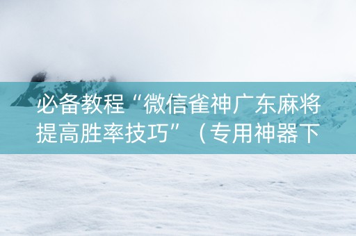 必备教程“微信雀神广东麻将提高胜率技巧”（专用神器下载)