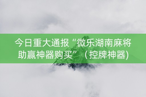今日重大通报“微乐湖南麻将助赢神器购买”（控牌神器)