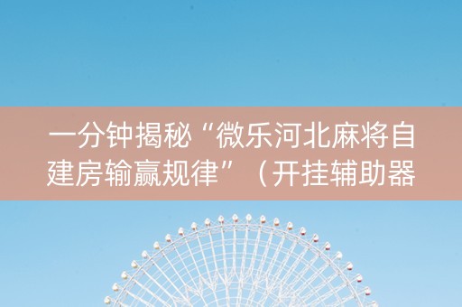 一分钟揭秘“微乐河北麻将自建房输赢规律”（开挂辅助器脚本)