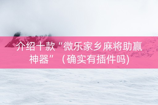 介绍十款“微乐家乡麻将助赢神器”（确实有插件吗)