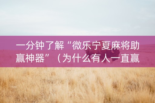 一分钟了解“微乐宁夏麻将助赢神器”（为什么有人一直赢)