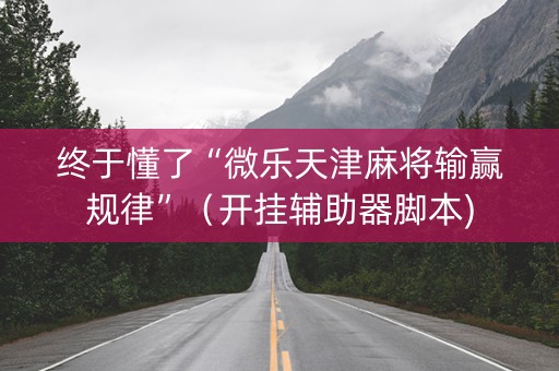 终于懂了“微乐天津麻将输赢规律”（开挂辅助器脚本)