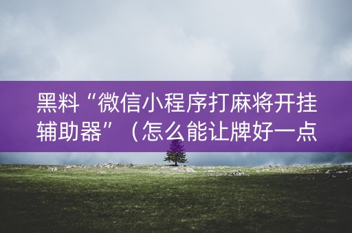 黑料“微信小程序打麻将开挂辅助器”（怎么能让牌好一点)