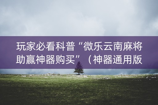 玩家必看科普“微乐云南麻将助赢神器购买”（神器通用版)