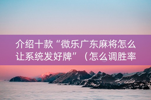 介绍十款“微乐广东麻将怎么让系统发好牌”（怎么调胜率)