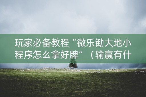 玩家必备教程“微乐锄大地小程序怎么拿好牌”（输赢有什么规律)