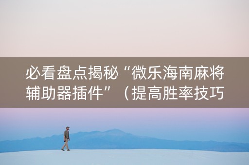 必看盘点揭秘“微乐海南麻将辅助器插件”（提高胜率技巧)