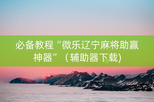 必备教程“微乐辽宁麻将助赢神器”（辅助器下载)