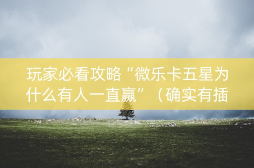 玩家必看攻略“微乐卡五星为什么有人一直赢”（确实有插件吗)