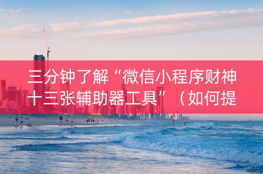 三分钟了解“微信小程序财神十三张辅助器工具”（如何提高胜率)