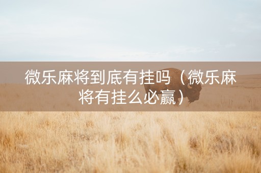 微乐麻将到底有挂吗（微乐麻将有挂么必赢）