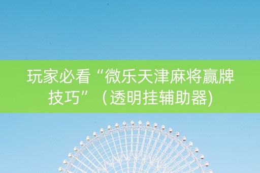 玩家必看“微乐天津麻将赢牌技巧”（透明挂辅助器)