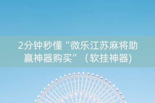 2分钟秒懂“微乐江苏麻将助赢神器购买”（软挂神器)