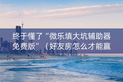 终于懂了“微乐填大坑辅助器免费版”（好友房怎么才能赢)
