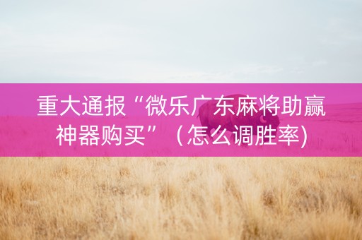 重大通报“微乐广东麻将助赢神器购买”（怎么调胜率)