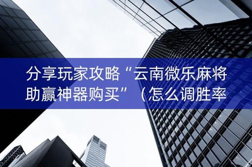 分享玩家攻略“云南微乐麻将助赢神器购买”（怎么调胜率)