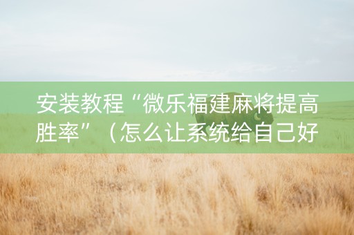 安装教程“微乐福建麻将提高胜率”（怎么让系统给自己好牌)