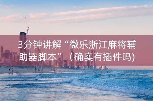 3分钟讲解“微乐浙江麻将辅助器脚本”（确实有插件吗)