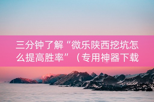 三分钟了解“微乐陕西挖坑怎么提高胜率”（专用神器下载)