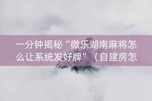 一分钟揭秘“微乐湖南麻将怎么让系统发好牌”（自建房怎么赢)