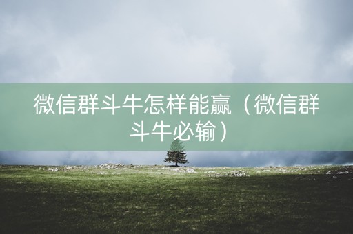 微信群斗牛怎样能赢（微信群斗牛必输）