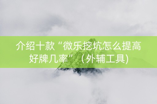 介绍十款“微乐挖坑怎么提高好牌几率”（外辅工具)