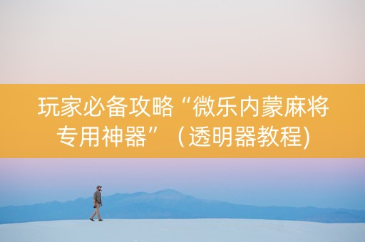 玩家必备攻略“微乐内蒙麻将专用神器”（透明器教程)