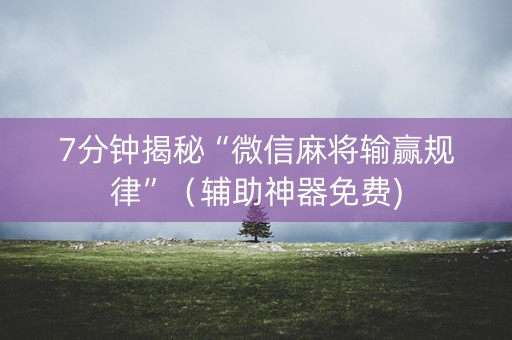 7分钟揭秘“微信麻将输赢规律”（辅助神器免费)