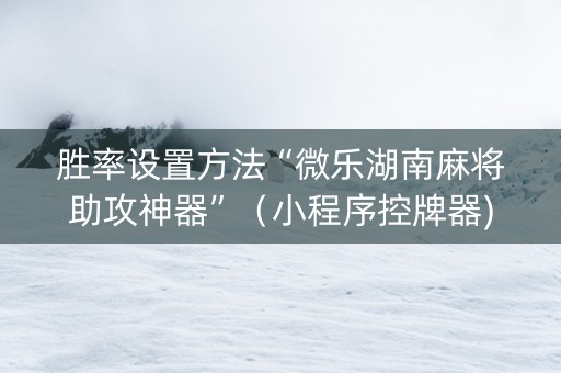胜率设置方法“微乐湖南麻将助攻神器”（小程序控牌器)