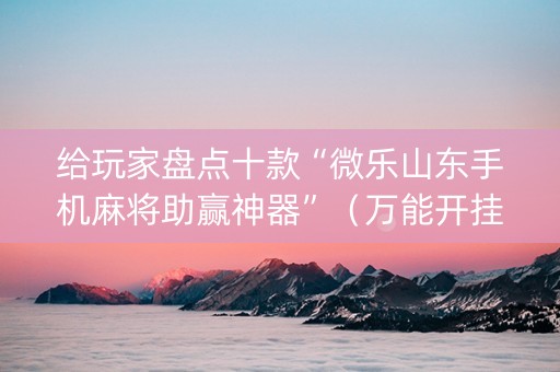 给玩家盘点十款“微乐山东手机麻将助赢神器”（万能开挂神器)