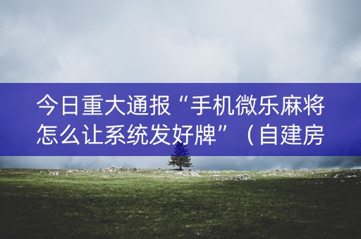 今日重大通报“手机微乐麻将怎么让系统发好牌”（自建房怎么赢)