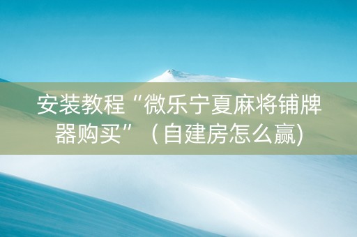 安装教程“微乐宁夏麻将铺牌器购买”（自建房怎么赢)
