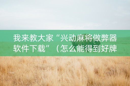 我来教大家“兴动麻将做弊器软件下载”（怎么能得到好牌)