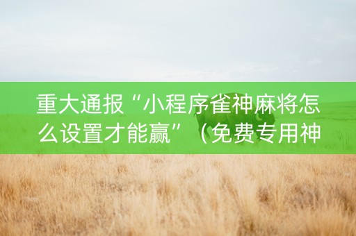 重大通报“小程序雀神麻将怎么设置才能赢”（免费专用神器)