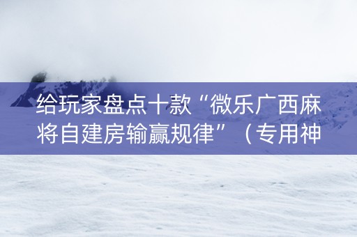 给玩家盘点十款“微乐广西麻将自建房输赢规律”（专用神器下载)