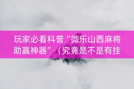 玩家必看科普“微乐山西麻将助赢神器”（究竟是不是有挂)