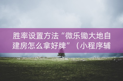 胜率设置方法“微乐锄大地自建房怎么拿好牌”（小程序辅助软件)